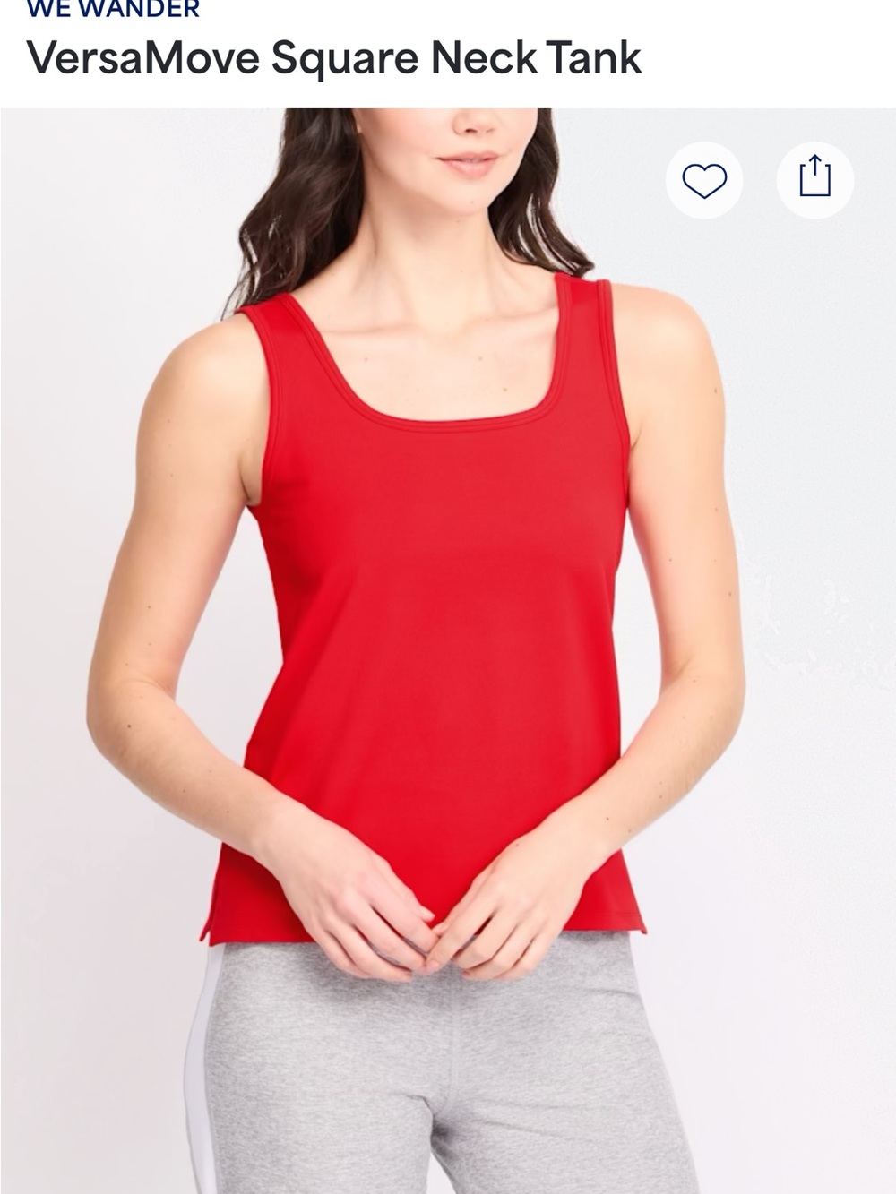 Wander Square Neck Tank Top in Bright Red
